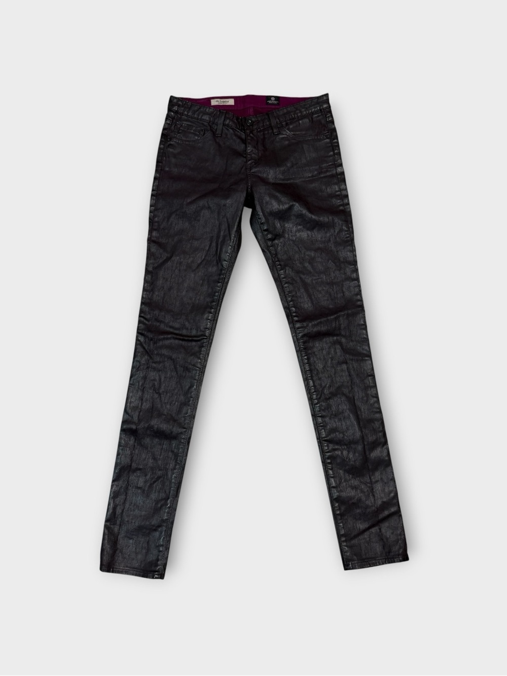 AG Adriano Goldschmied Womens Dark Plum Waxed Coated Skinny Jeans